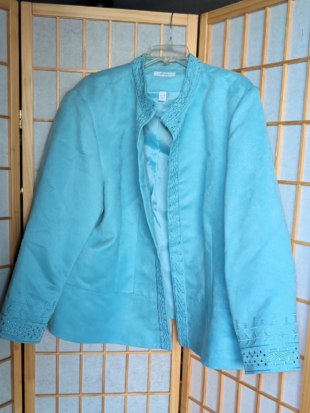 Classic Women's Aqua Suede Jacket - Light Blue